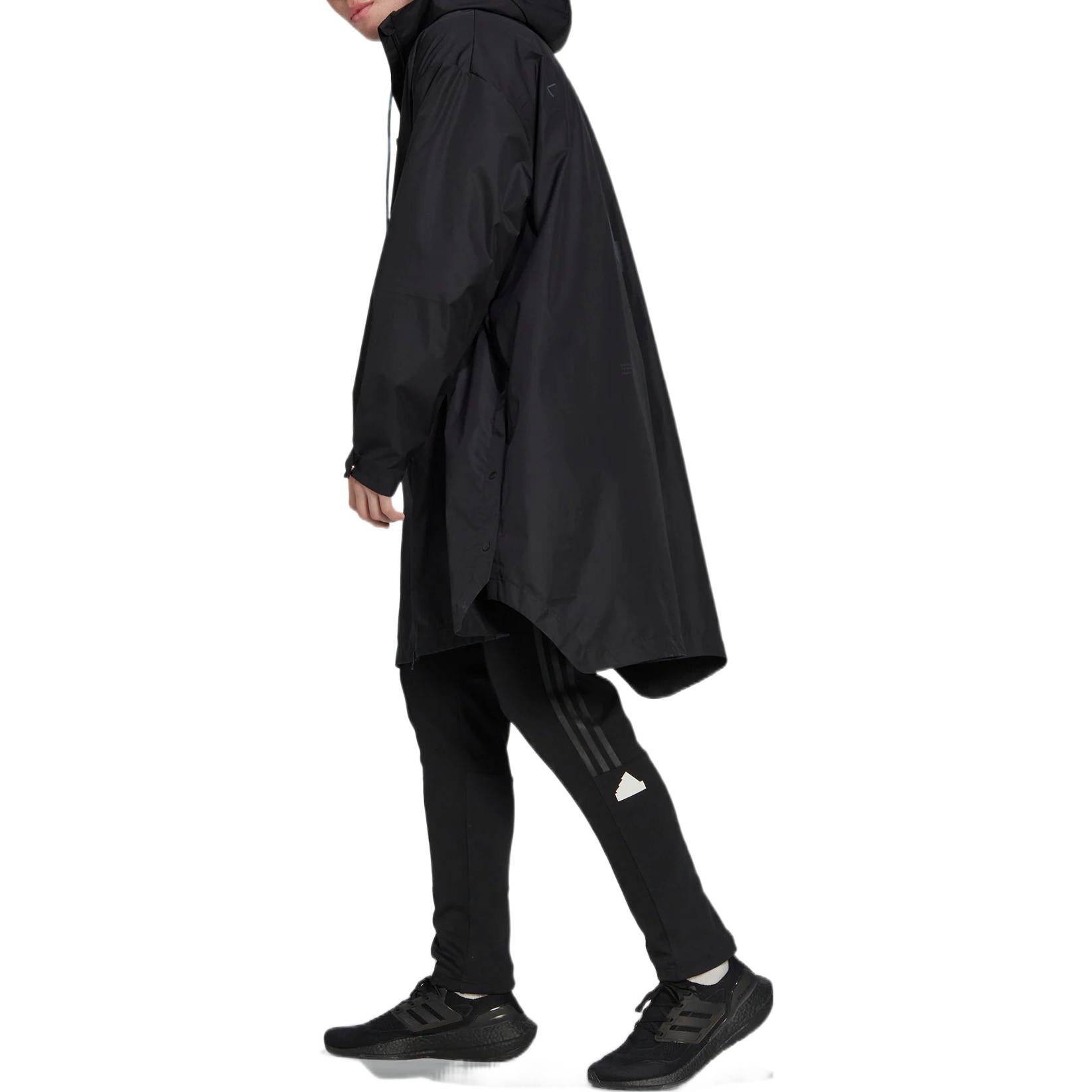 Men's adidas Logo Solid Color Hooded Jacket Windbreaker Black HG2075