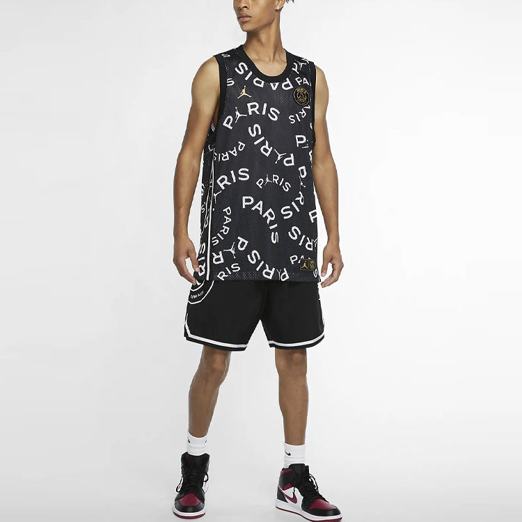 Air Jordan Paris Saint-Germain Printing Basketball Tops Vest Black CK9669-010