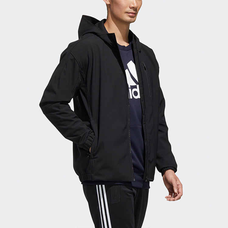 adidas M Mh Wrm Wd Jkt Solid Color Fleece Lined Stay Warm Hooded Jacket Black GE0408