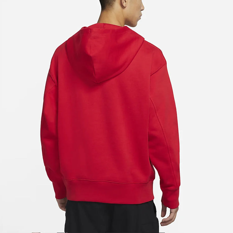 Men's Nike Embroidered Logo Half Zipper Hooded Knit Pullover Red DM5280-657