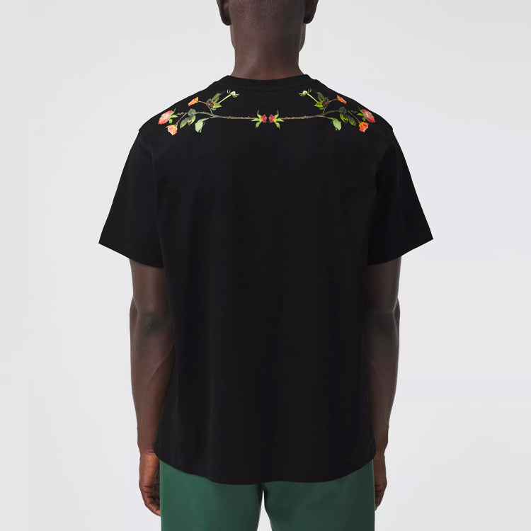 Men's Burberry Printing Round Neck Pullover Short Sleeve Black 80374601