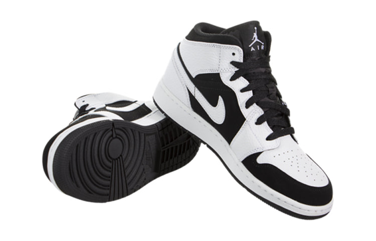 (GS) Air Jordan 1 Retro Mid 'White Black' 554725-113