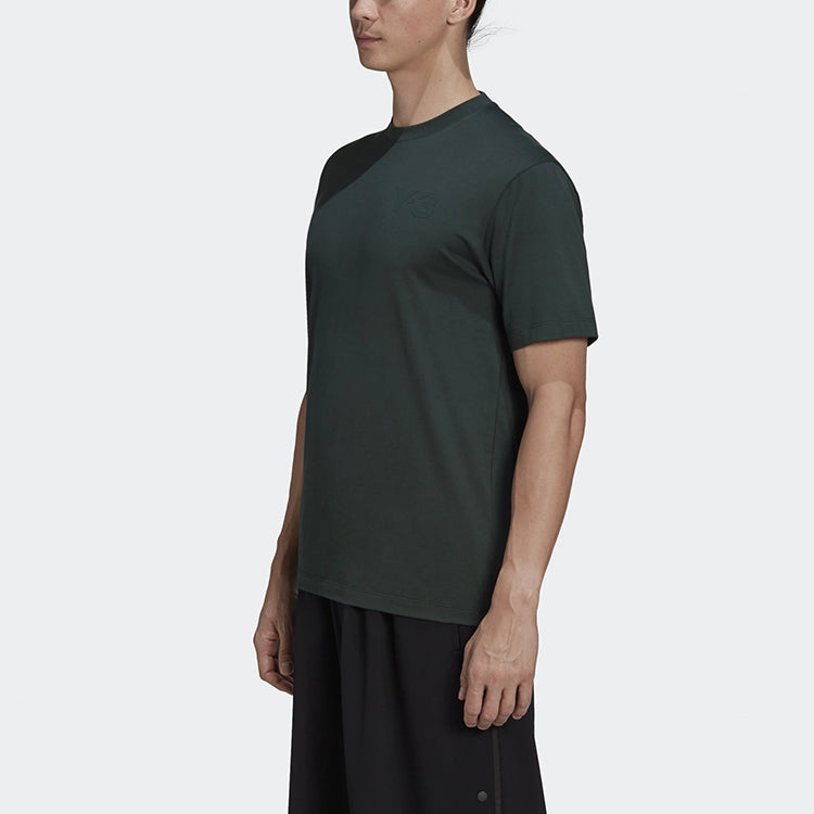 Men's Y-3 Solid Color Casual Short Sleeve Dark Green T-Shirt GK4503