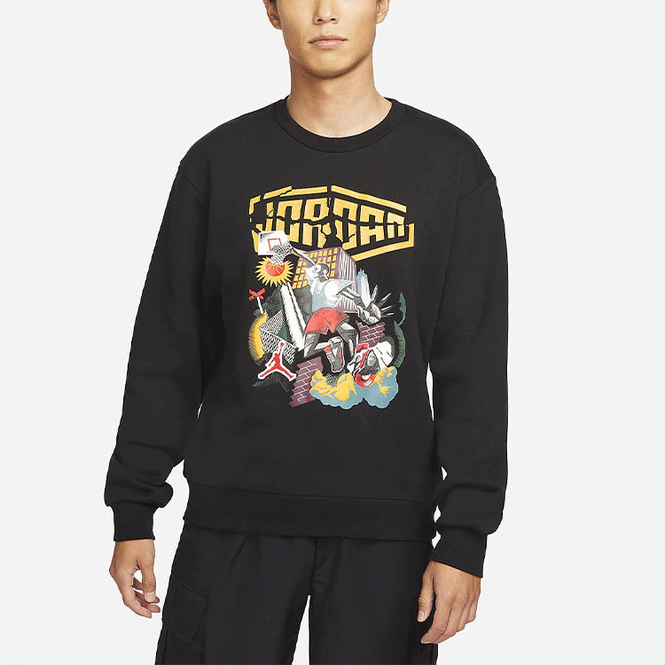 Men's Air Jordan DNA Funny Printing Athleisure Casual Sports Fleece Pullover Black DC9616-010