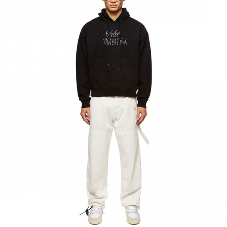 Men's Off-White Logo Embroidered Arrow Long Sleeves Black OMBB085S22FLE0111001