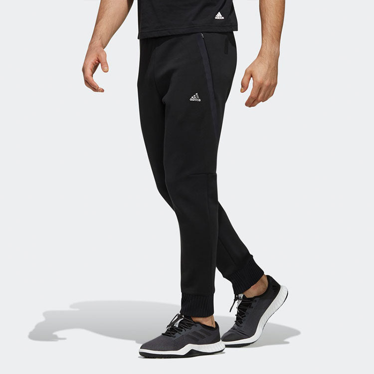 adidas Wj Pt Kn Swt logo Casual Loose Bundle Feet Sports Pants Black FJ0198