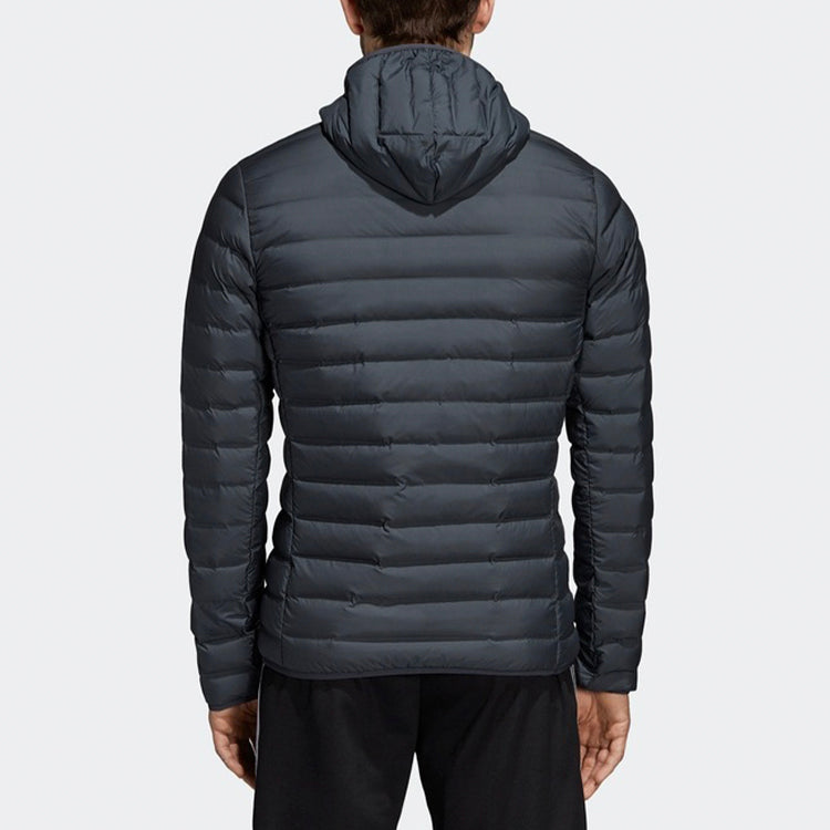 adidas Varilite Soft Down Hooded Jacket 'Carbon' CY8738