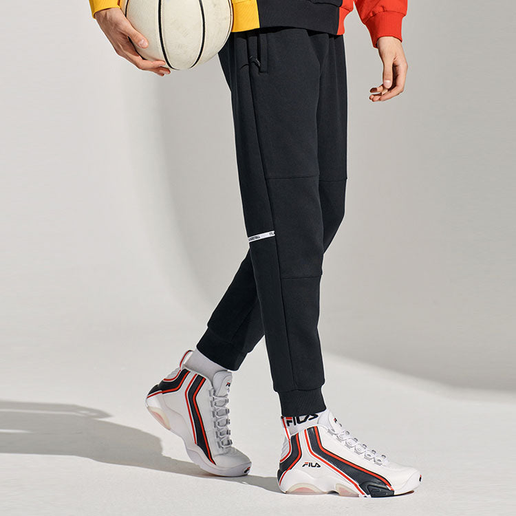 FILA FUSION Athleisure Casual Sports Printing Bundle Feet Knit Long Pants Black T11M115604F-BK