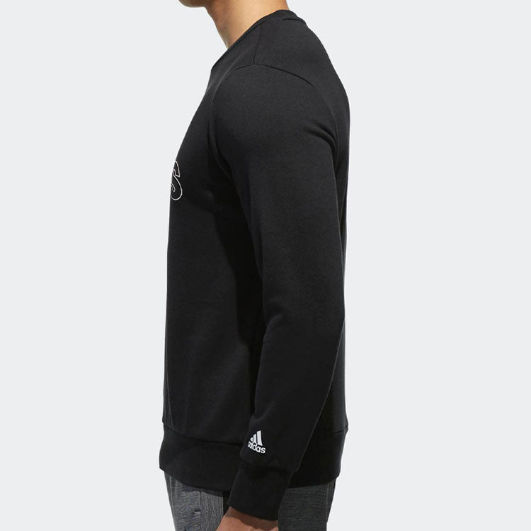 adidas Gfx Crew Hd Red Logo Printing Sports Round Neck Pullover Black CV6269