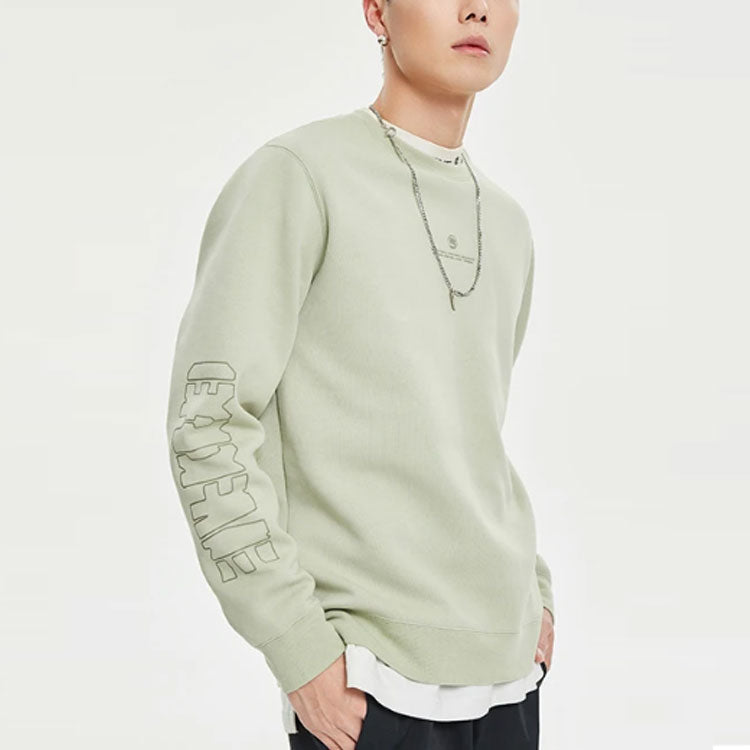 Li-Ning BADFIVE Sports Basketball Series Printing Sports Loose Round Neck Pullover Desert Green AWDR049-2