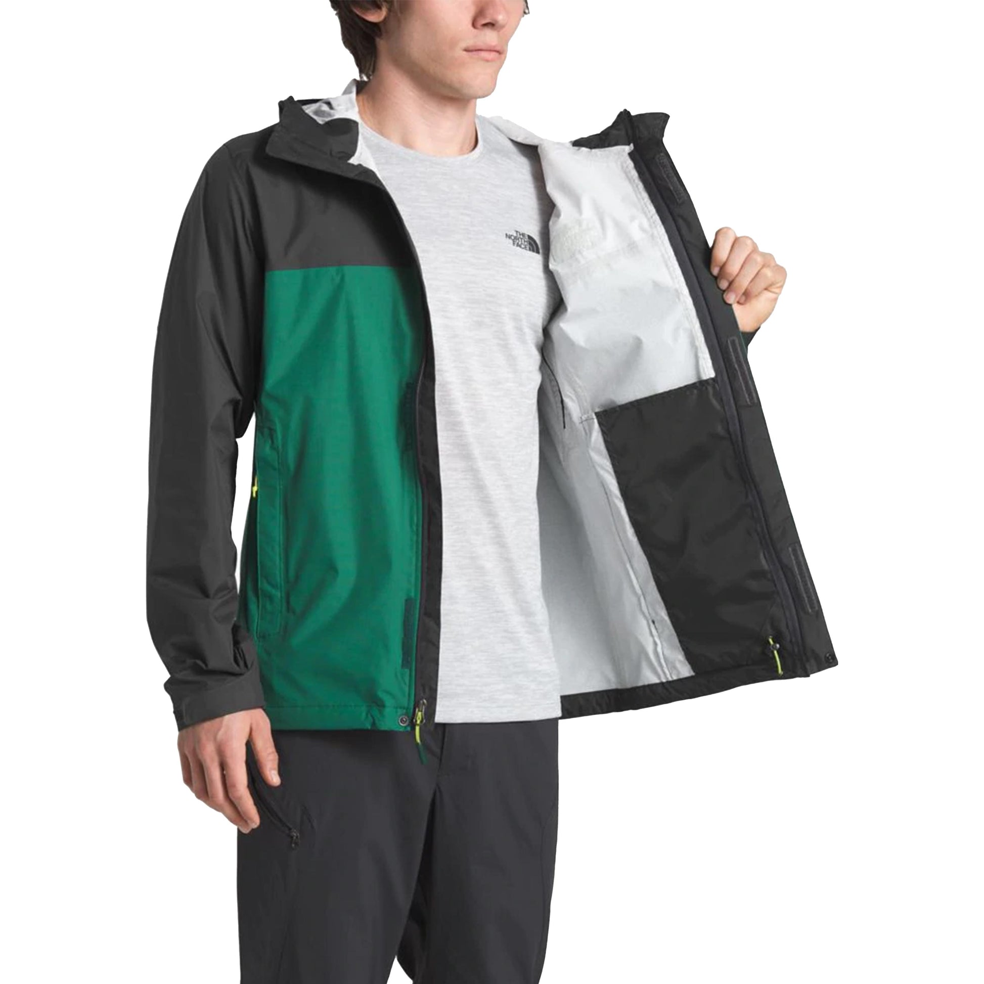 Men's THE NORTH FACE Mens Venture 2 Jackt Windproof waterproof Breathable Colorblock Jacket Green NF0A2VD36WW