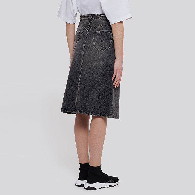 (WMNS) Balenciaga FW21 A Line Skirt 'Washed Grey Denim' 646913TBP477767