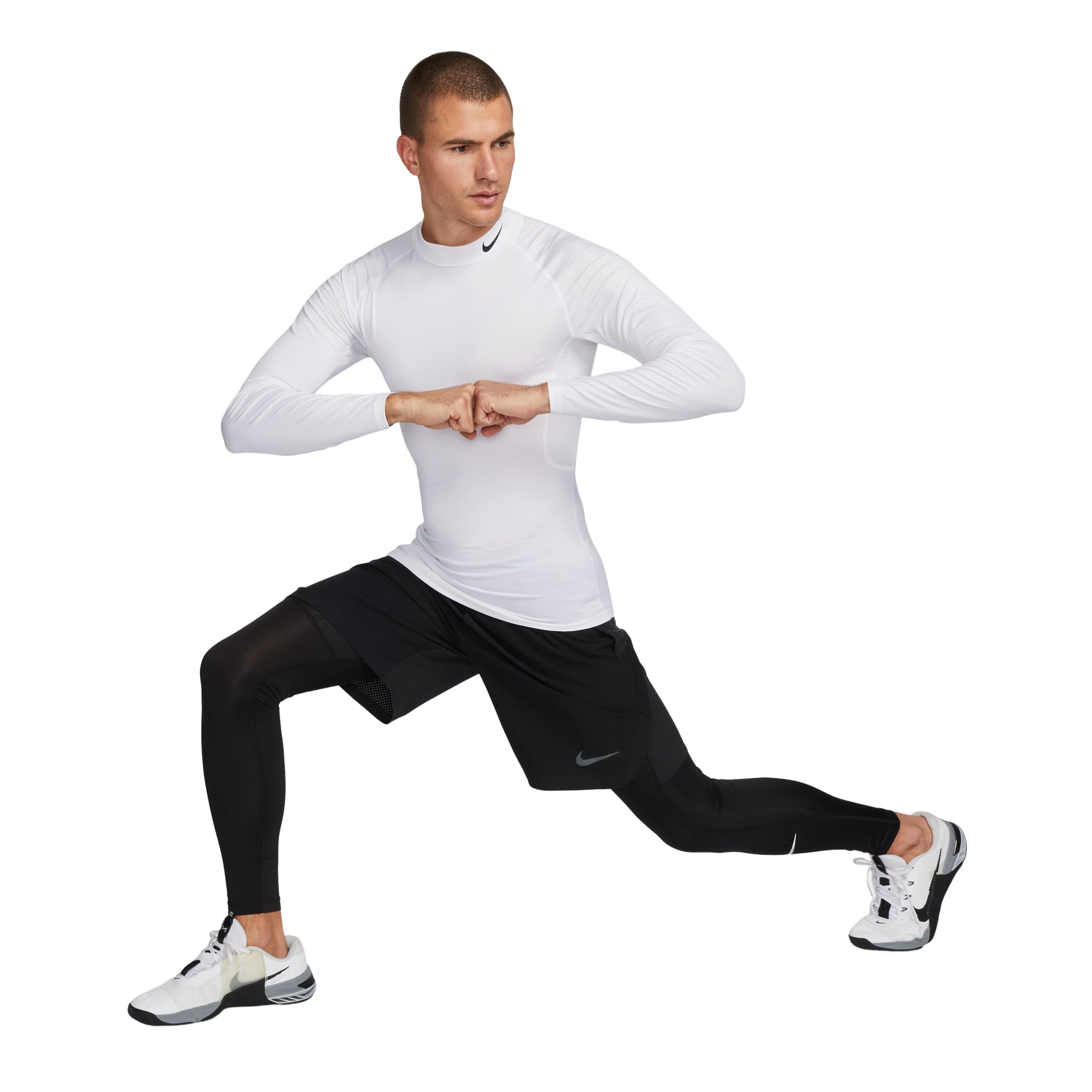 Nike Pro Dri-FIT Fitness Mock-Neck Long T-Shirt 'White' FB7909-100