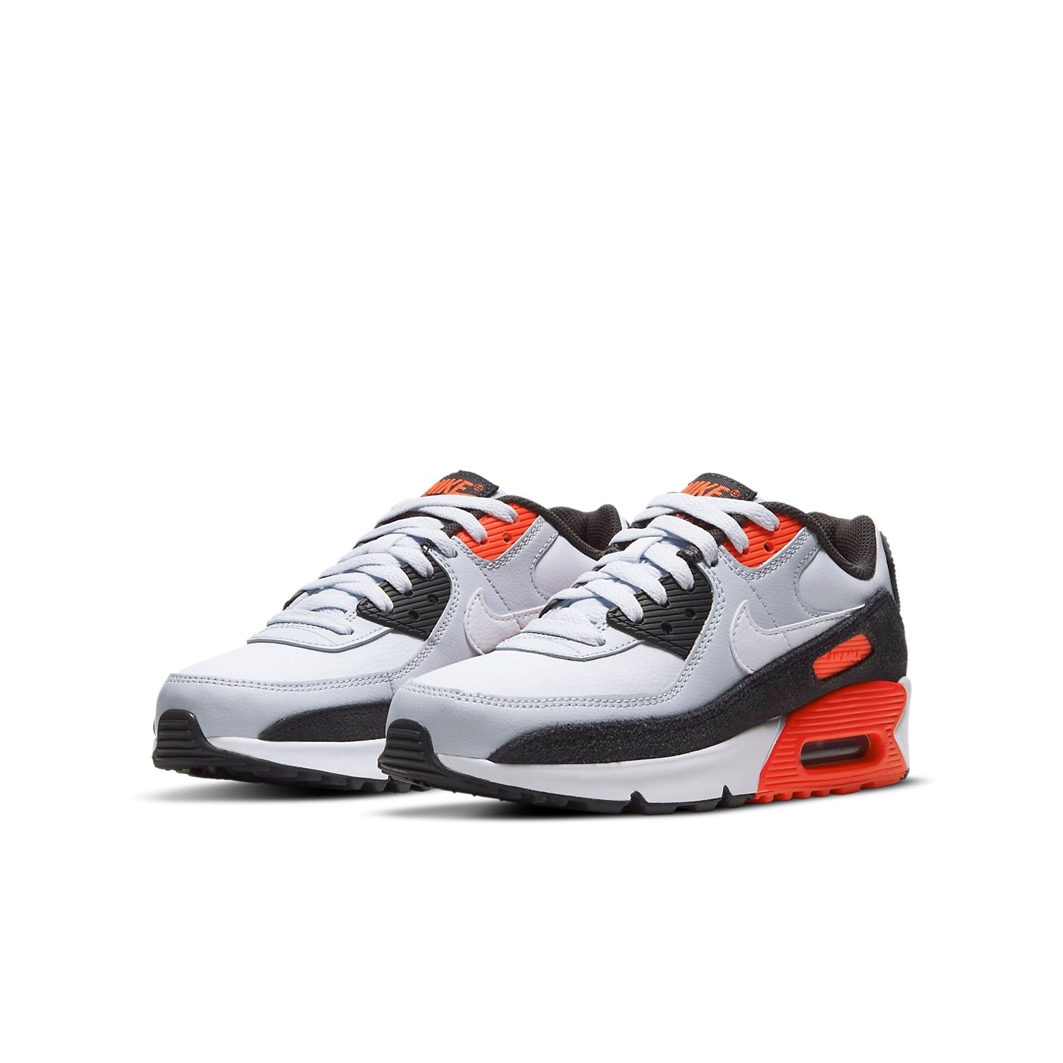 (GS) Nike Air Max 90 Leather 'Grey Bright Crimson' CD6864-012