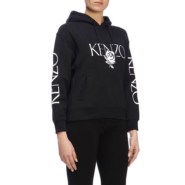 (WMNS) KENZO Rose Alphabet Logo Hoodie Black F952SW780952-99