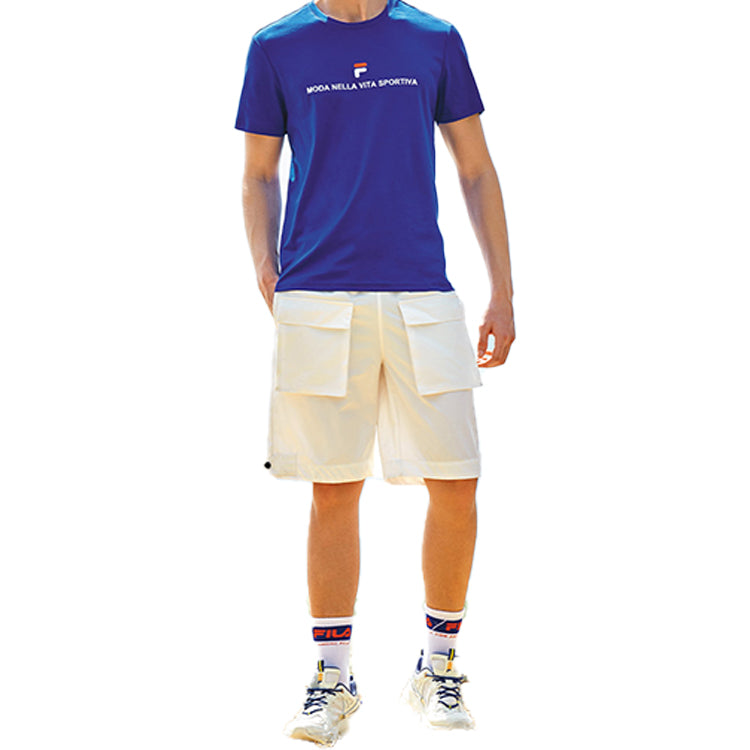 FILA Alphabet Logo Printing Cotton Short Sleeve Blue F11M028155F-BU