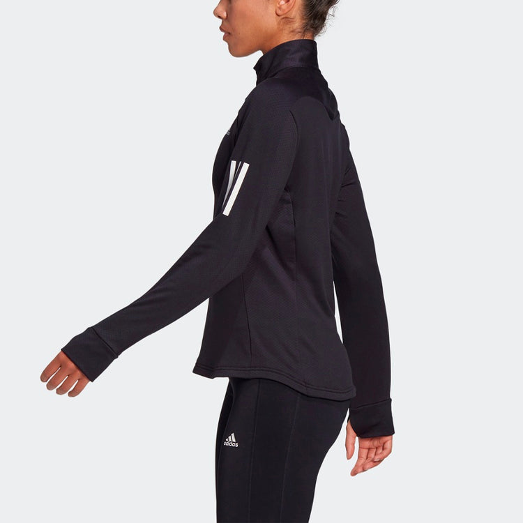 (WMNS) adidas Logo Stripe Printing Running Stand Collar Jacket Black GC6642