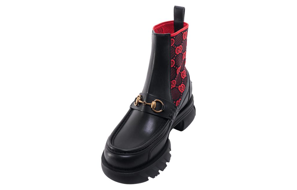Gucci Horsebit GG Jersey Boot 'Black Red' 718708-AAA4Y-1071