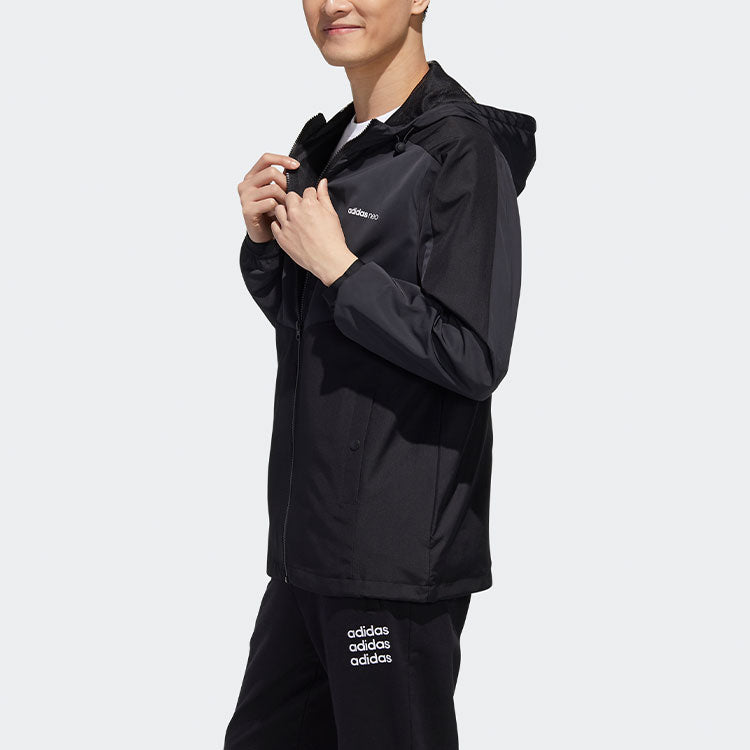 adidas neo MENS Casual Sport Hooded Jacket Black GJ8953