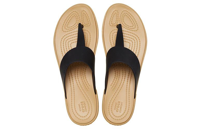 (WMNS) Crocs Tulum Flip 'Black' 206752-00W