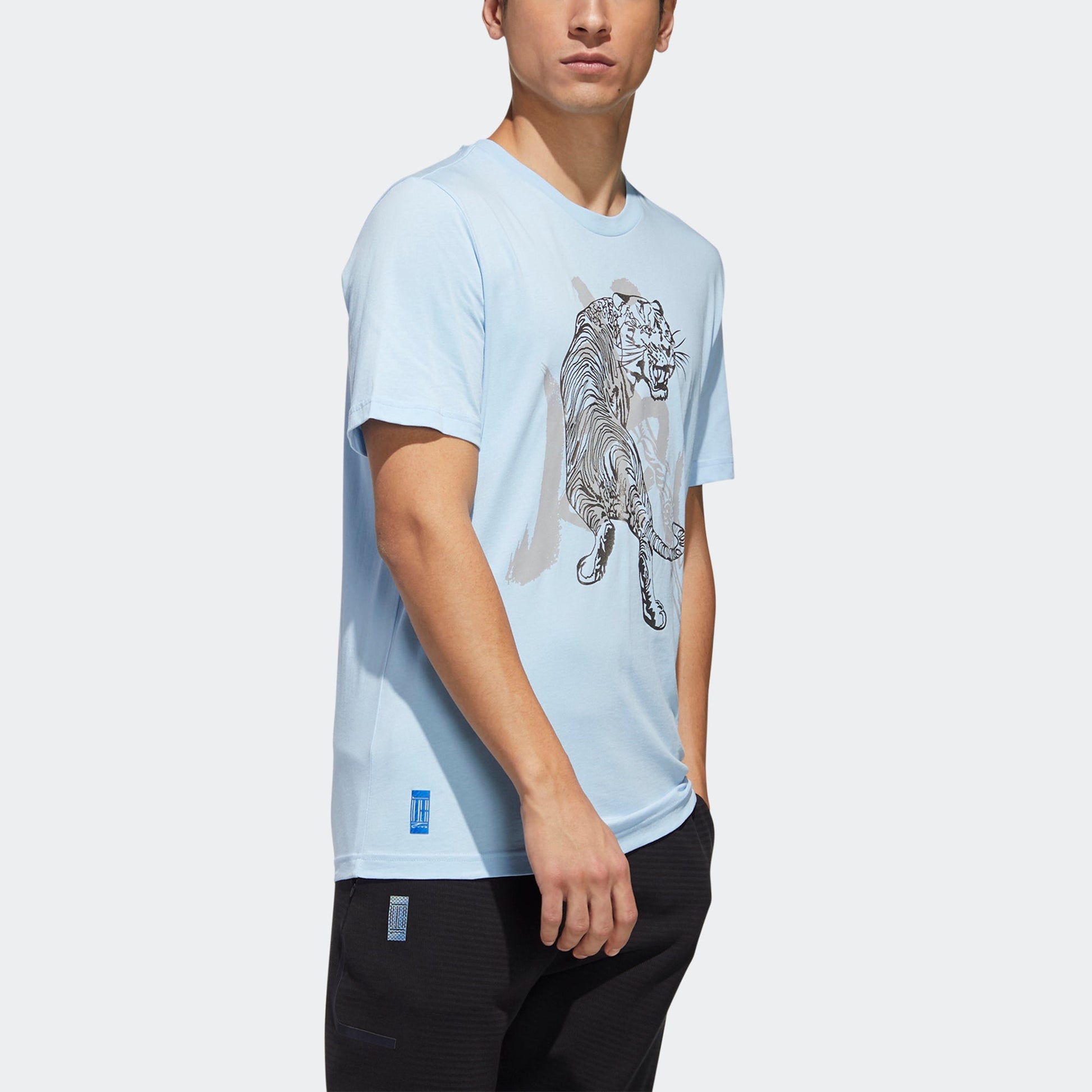 adidas Wj Gfx Tee Series Printing Sports Round Neck Short Sleeve Blue GF4057