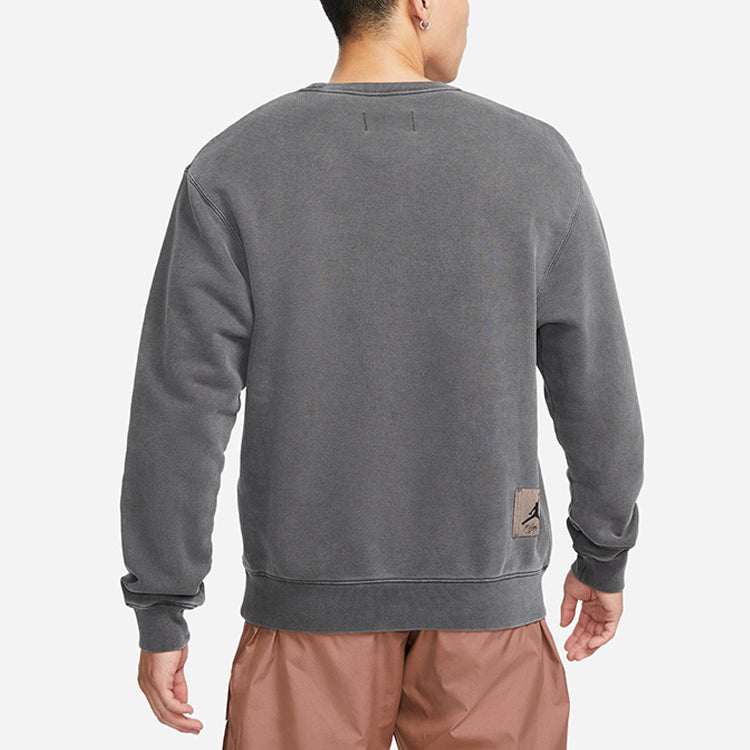 Men's Air Jordan As J Flt Hrtg Flc Crew Embroidered Logo Sports Knit Pullover Round Neck Autumn Dark Grey DO2308-010