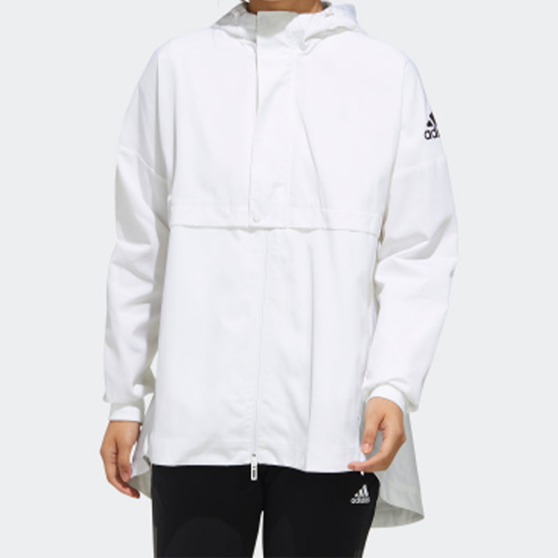 (WMNS) adidas Wb Alphabet Logo Printing Sports Hooded Jacket White FM9251