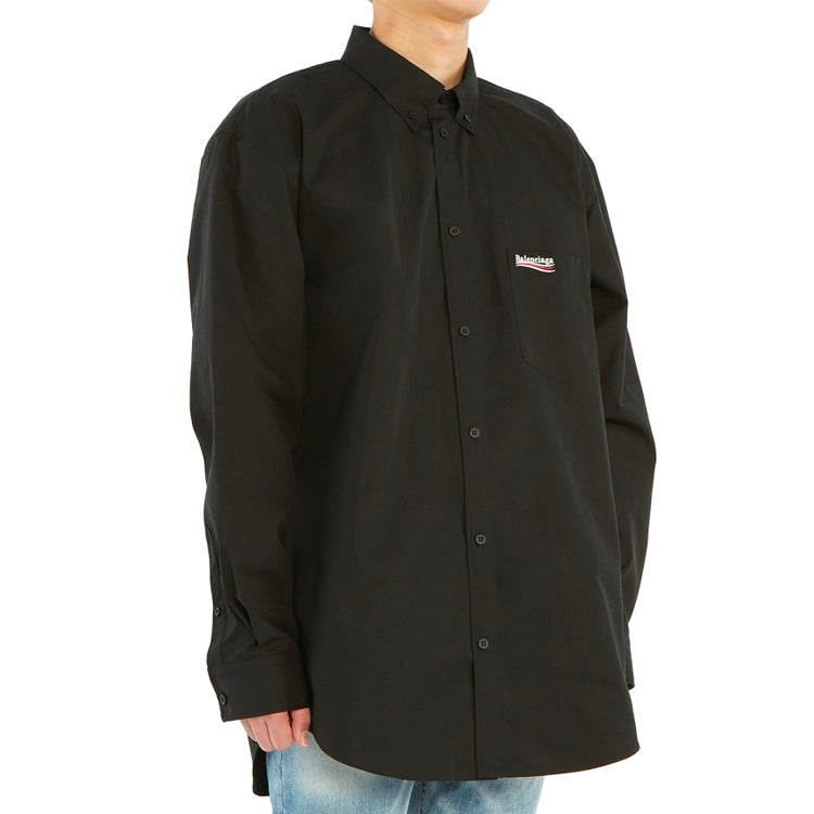 Balenciaga Political Campaign Long Sleeve Shirt 'Black' 621960TYB181000