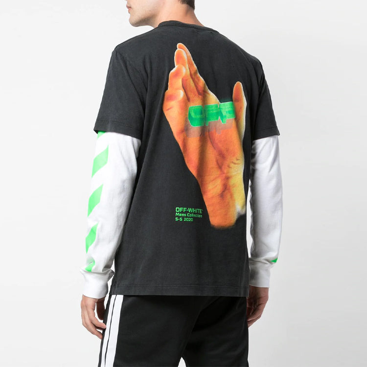 Off-White Hand Logo Slim T-Shirt Short Sleeve Black OMAA027R201850131088