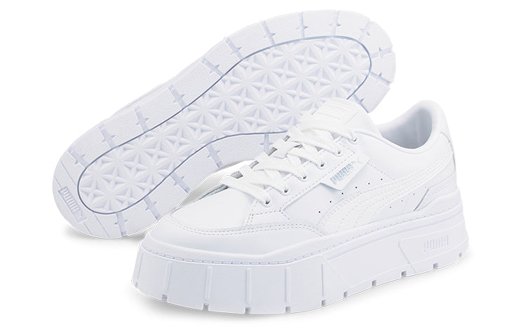 (WMNS) PUMA Mayze Stack Leather 'Triple White' 384412-01