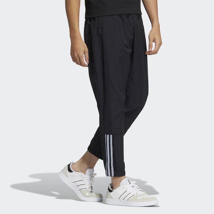 Men's adidas neo SS22 Logo Label Stripe Casual Sports Pants/Trousers/Joggers Autumn Black HC9666