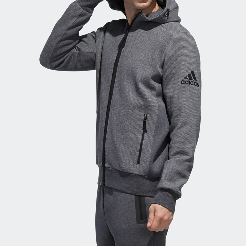 adidas Htt Double Knit Hooded Jacket Gray DW4594
