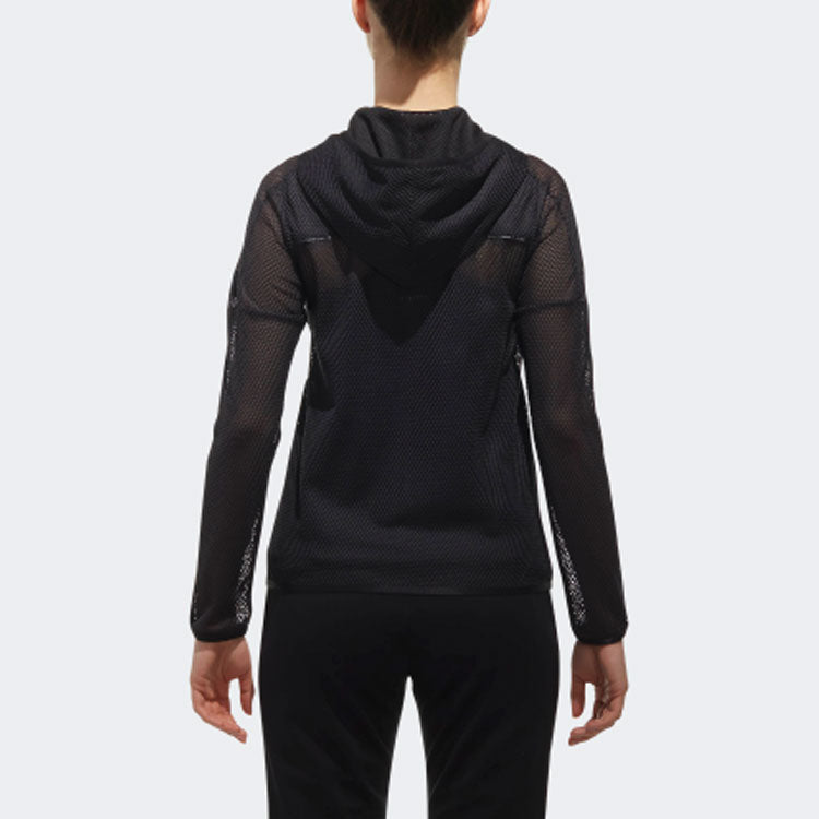 (WMNS) adidas Sports Hollow Out Mesh hooded Jacket Black CV5489