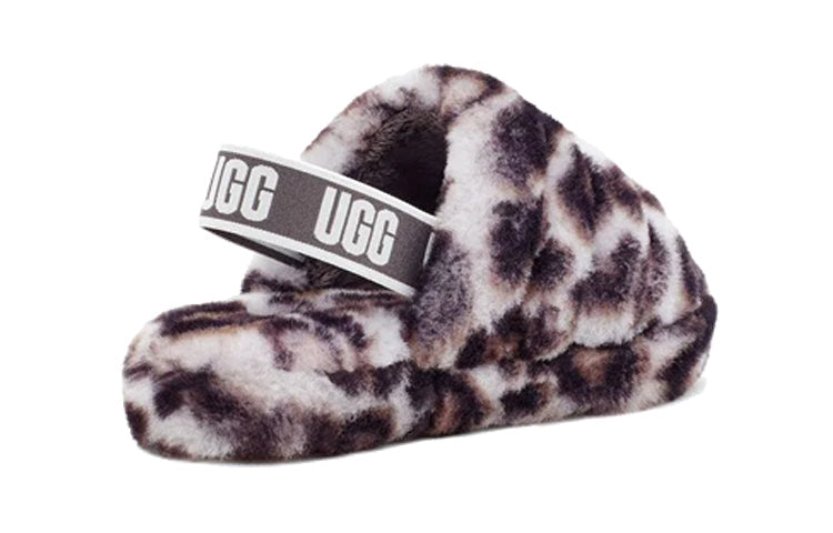 (PS) UGG Fluff Yeah Slide Panther Print Slipper 'Stormy Grey' 1123640K-SYGR