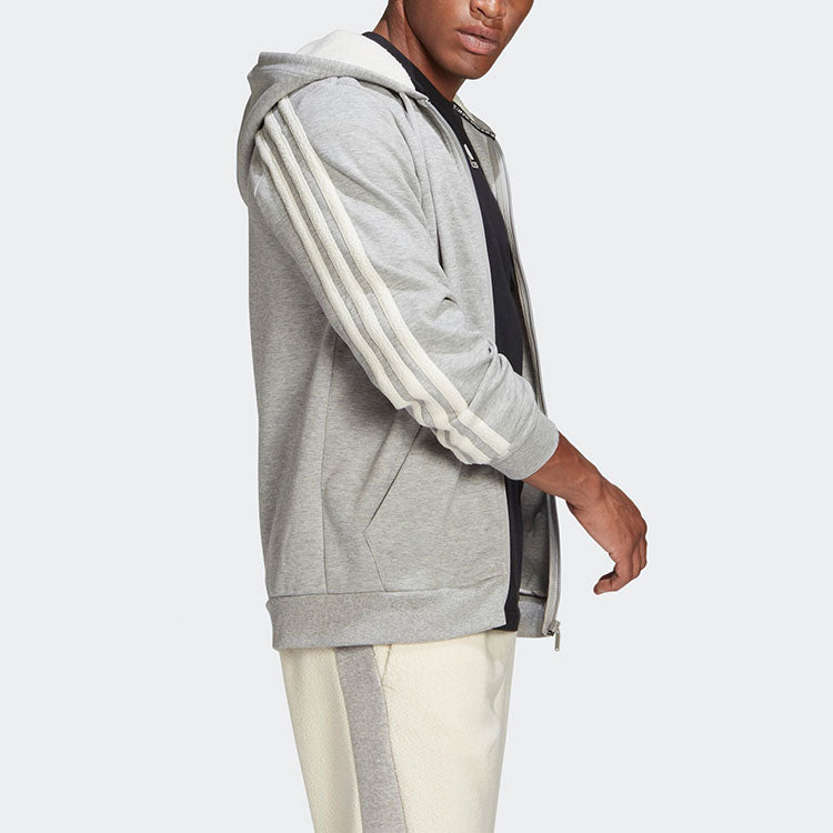 adidas Winter 3-stripes Stay Warm Sports Loose Hooded Jacket Gray GM0903