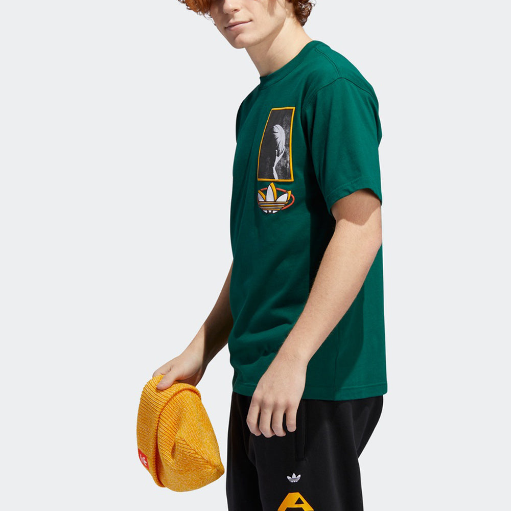 adidas originals Streetball Mult Printing Basketball Sports Round Neck Short Sleeve Green GD2132