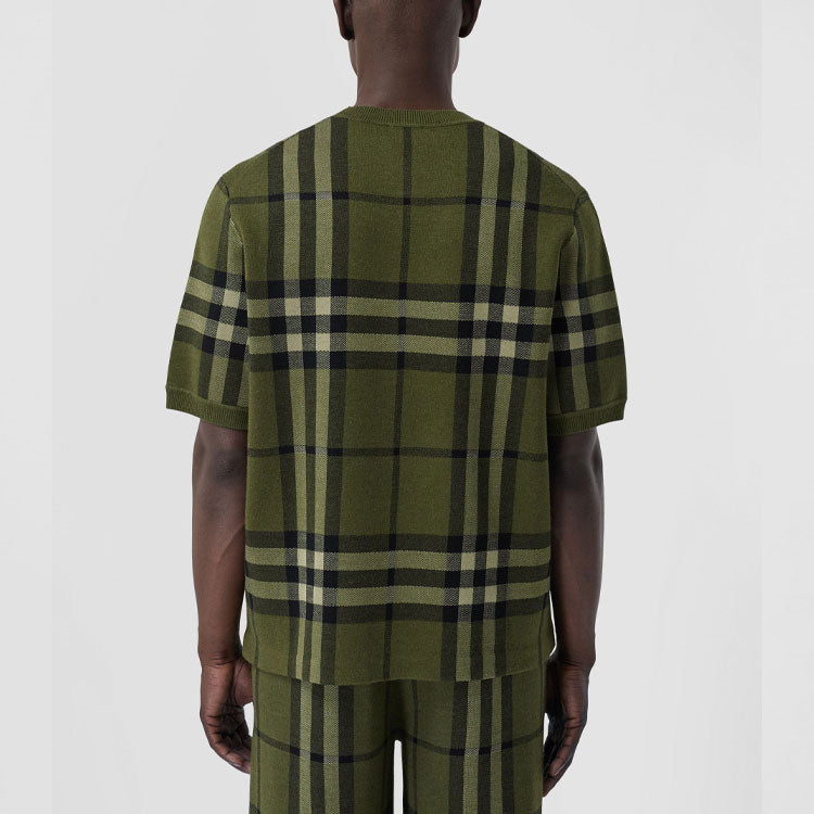 Men's Burberry Plaid Jacquard Short Sleeve Green 80412831