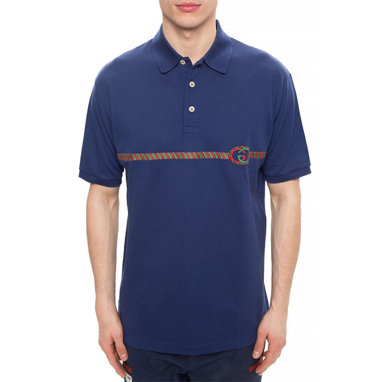 Gucci Logo-embroidered polo shirt 'Navy' 598957-XJB0V-4684