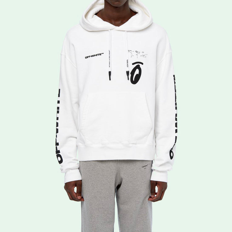 Off-White Split Arrows Hooded Fleece Men White OMBB037E19D250100110