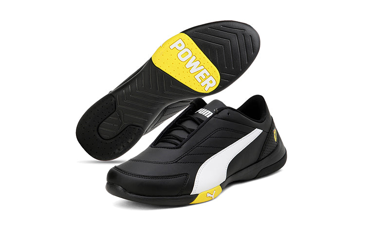 PUMA Ferrari Kart Cat Iii Youth Low Top Running Shoes Black/White/Yellow 306425-05