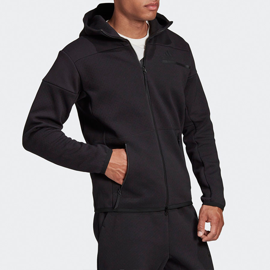 adidas Sports Stylish Zipper Hooded Jacket Black GM6531