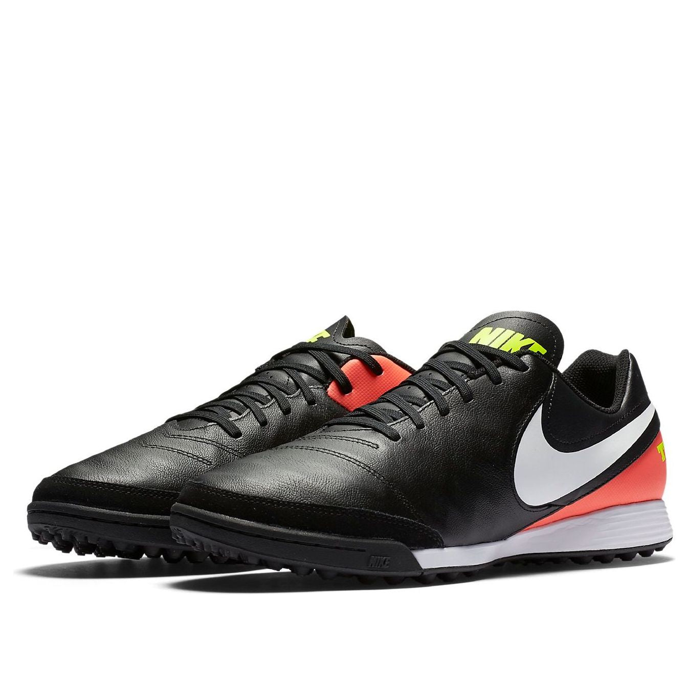 Nike TiempoX Genio 2 Leather TF 'Black Orange Volt' 819216-018