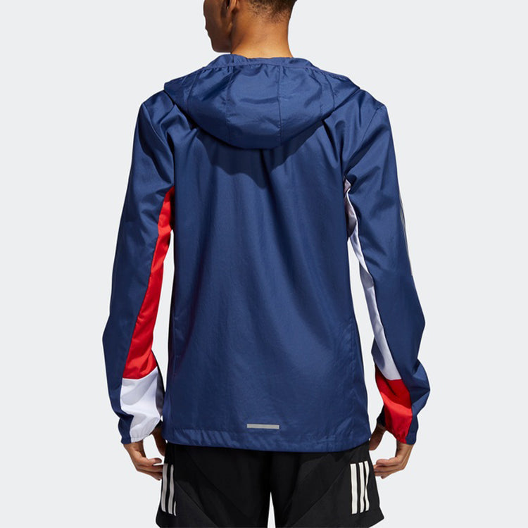 adidas Own the Run Jkt Running Sports Hooded Jacket Blue ED9291