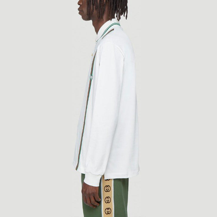 Gucci Long Sleeve Stripe Jersey Polo 'White' 628338-XJCQR-9061