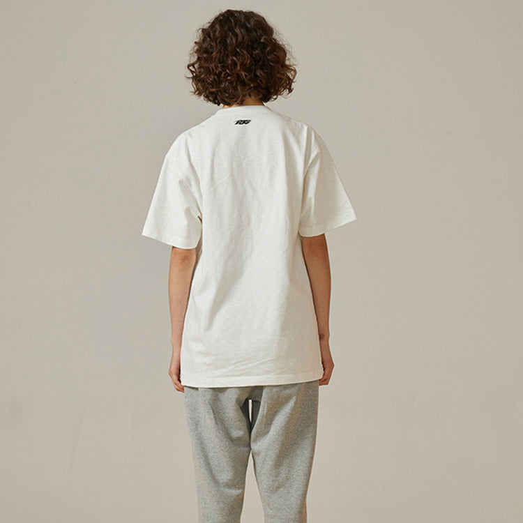 PJs Vigor Surf Alphabet Embroidered Leopard print Cotton Short Sleeve Loose Round Neck Unisex White 20SSTS1012-P