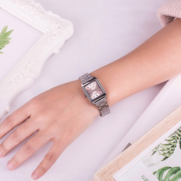 CASIO Stainless Steel Strap Waterproof Pink Analog LTP-V007D-4E