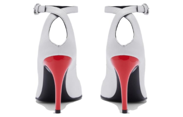 (WMNS) Alexander McQueen Armadillo Ankle Strap Heels 'Black Silver Red' 780679WIEX48740