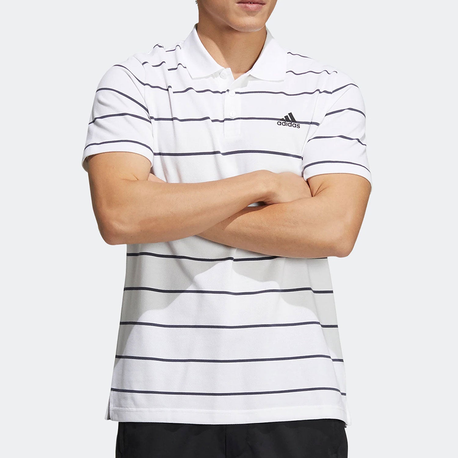 adidas Stripe Small Label Athleisure Casual Sports Short Sleeve Polo Shirt White HE7435