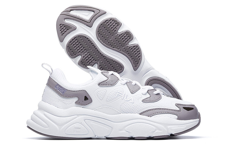 (WMNS) FILA White Line Low-Top Running Shoes White/Purple F52W031109FWP