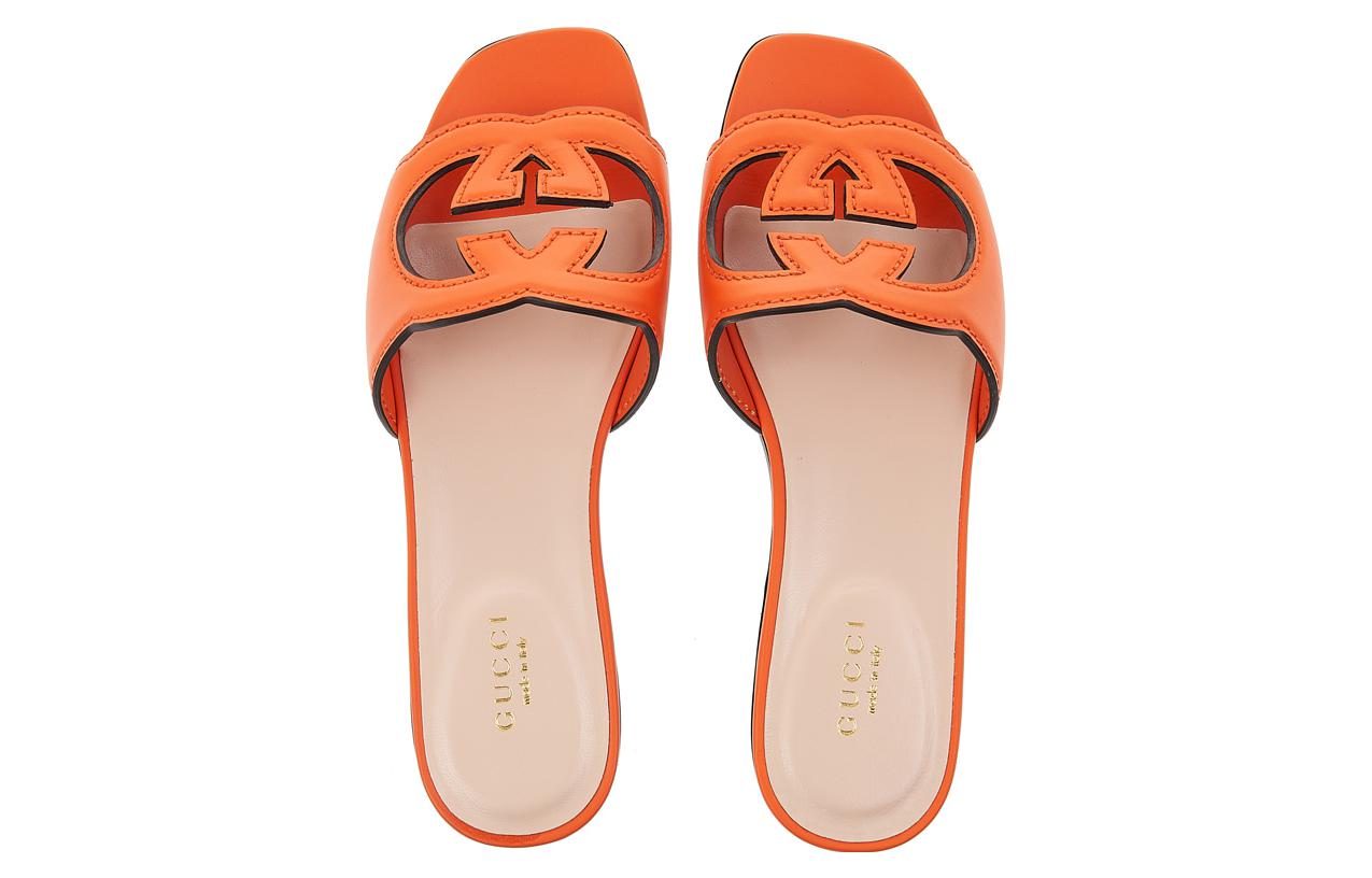 (WMNS) Gucci Interlocking G Cut-Out Slide Sandal 'Orange Leather' 694451-US000-7519